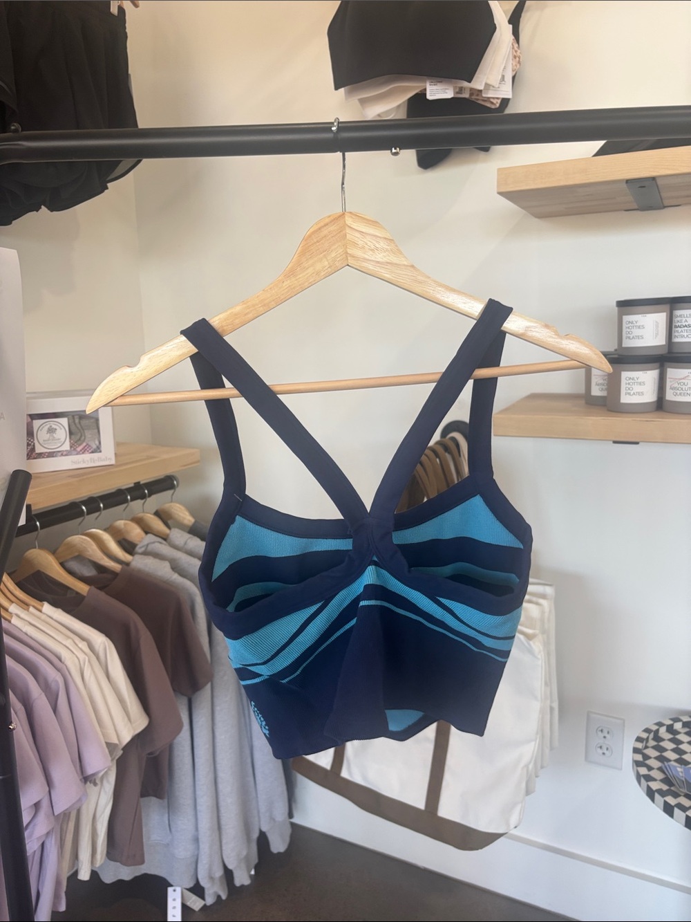 FP Movement by Free People Navy & Teal Striped Cropped Tank - Picture 2 of 2